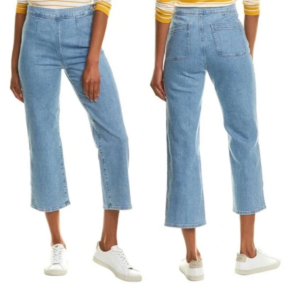 J Crew Jeans Womens Size 27 Blue Slim Wide Leg Sailor Jean In Atlantic Wash